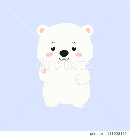 Cute cartoon polar bear waving. 131938135