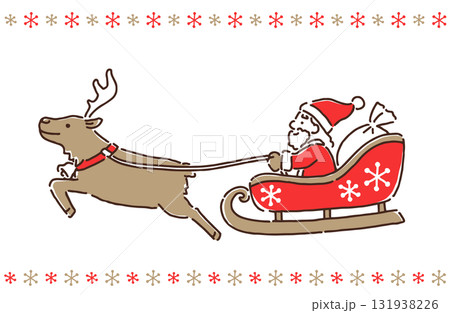 Christmas・ソリを引くトナカイとソリに乗ったサンタクロース 131938226