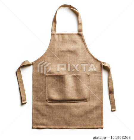 Simple brown apron with pocket designed for cooking or crafting activities for home chefs Simple brown apron with pocket designed for cooking or crafting activities for home chefs 131938268