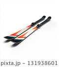 High-performance skis designed for winter sports and alpine adventures on snow-covered slopes 131938601