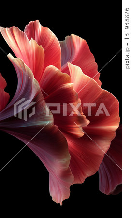舞うように咲く幻想的な花びら｜黒背景に映えるアートフラワーの美 131938826