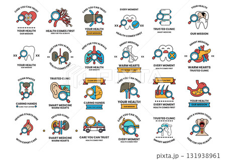 A collection of logos for various companies, including one for a pharmacy A collection of logos for various companies, including one for a pharmacy 131938961