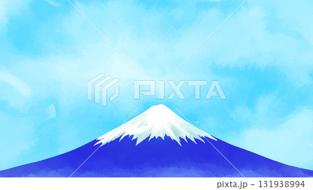 水彩の青空と富士山のベクターイラスト風景 131938994
