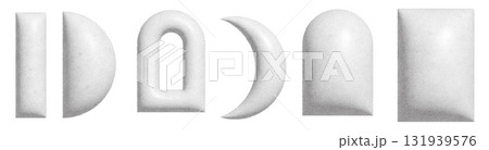 Futuristic volumetric halftone shapes with dotted texture Futuristic volumetric halftone shapes with dotted texture 131939576