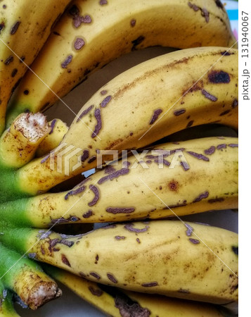 Hundred percent organic banana collected from garden. Spotted skin of ripe bananas means it is not treated with hazard chemicals and ripe in tree naturally Hundred percent organic banana collected from garden. Spotted skin of ripe bananas means it is not treated with hazard chemicals and ripe in tree naturally 131940067