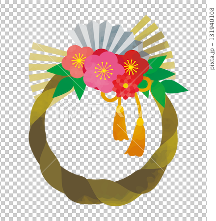 水彩テクスチャのシンプルしめ縄 131940108