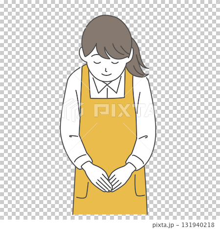 鞠躬的女人的插圖工作人員,店員,商店,母親,上半身,簡單,材料,請求 鞠躬的女人的插圖工作人員,店員,商店,母親,上半身,簡單,材料,請求 131940218