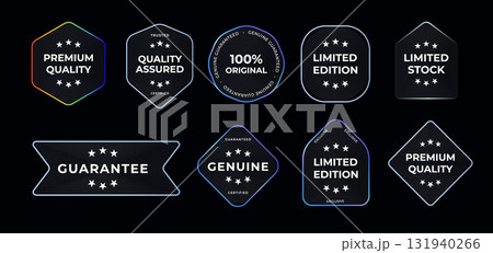 Premium Quality And Guarantee Badges Collection With Modern Neon Outlined Labels For Limited Edition, Genuine, And Certified Products. Black Friday Cyber Monday Marketing Design. Vector Illustration Premium Quality And Guarantee Badges Collection With Modern Neon Outlined Labels For Limited Edition, Genuine, And Certified Products. Black Friday Cyber Monday Marketing Design. Vector Illustration 131940266