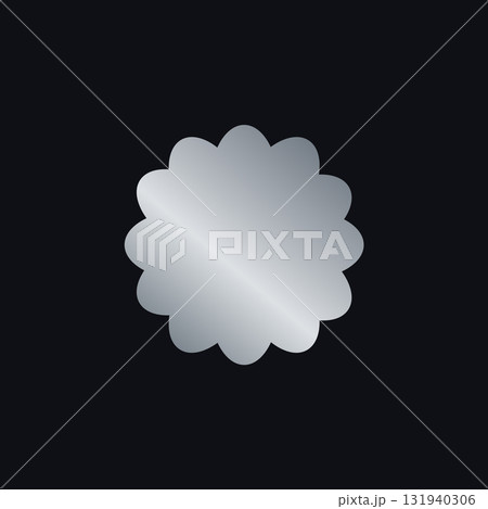 Original Flower Badge Sticker Label In Grey Holograph Gradient Style. Glossy Metallic Icon Logo Seal For Branding, Promo, Ecommerce UI, Shop Product Advertising. Vector Illustration Original Flower Badge Sticker Label In Grey Holograph Gradient Style. Glossy Metallic Icon Logo Seal For Branding, Promo, Ecommerce UI, Shop Product Advertising. Vector Illustration 131940306