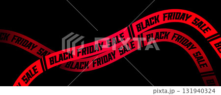 Red Ribbons Black Friday Banner Promotion. Ad Tapes for Promotional Offers for Holiday Discount, Retail Promo, Web, Social Poster. Original Curved Lines to Increase Sales of Shop. Vector Illustration Red Ribbons Black Friday Banner Promotion. Ad Tapes for Promotional Offers for Holiday Discount, Retail Promo, Web, Social Poster. Original Curved Lines to Increase Sales of Shop. Vector Illustration 131940324