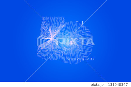 Anniversary Celebration Date Emblem Badge, Abstract 50th Logo Blue Background for Invitation Greeting Card, Corporate Jubilee Sign, Commemorate Occasion Symbol. Wavy Guilloche. Vector Illustration Anniversary Celebration Date Emblem Badge, Abstract 50th Logo Blue Background for Invitation Greeting Card, Corporate Jubilee Sign, Commemorate Occasion Symbol. Wavy Guilloche. Vector Illustration 131940347