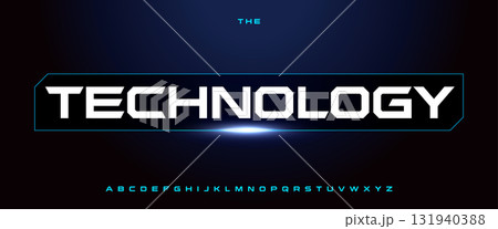 Technology geometric alphabet, extended sans serif letters, bold techno font for hitech modern logo, sport emphasis headline, contemporary typography, modern typographic design. Vector typeset. 131940388