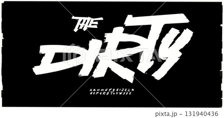 Modern graffiti brush script alphabet, urban dirty lettering font. Cool grunge paint marker typeface for streetwear logo headline, bold typographic design, hand-drawn edgy brand. Vector typeset Modern graffiti brush script alphabet, urban dirty lettering font. Cool grunge paint marker typeface for streetwear logo headline, bold typographic design, hand-drawn edgy brand. Vector typeset 131940436