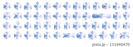 Holograph Badges Set Premium Silver Labels Glossy Chrome Metallic Stickers Collection On Dark Background For Branding Product Promo, Advertising Logo. Vector Illustration. 131940470