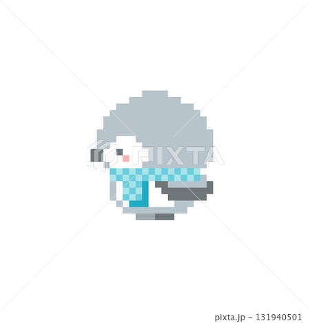 水色マフラーと横向き梟のドット絵 水色マフラーと横向き梟のドット絵 131940501
