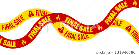 Final sale alert ribbon set with red and yellow contrast colors, fire and warning icons, bold marketing strip for special offers, retail impact banners, and urgency messaging. Vector illustration. Final sale alert ribbon set with red and yellow contrast colors, fire and warning icons, bold marketing strip for special offers, retail impact banners, and urgency messaging. Vector illustration. 131940590