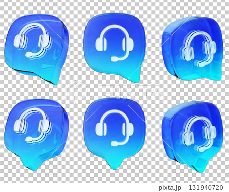 Blue Gradient Headset Icon set 3D graphic 131940720