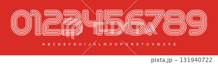 Linear Racing Number Font, Bold Italic Rounded Alphabet for motorsports, soccer, sports car branding, race events, esports jersey numbers, or fast-paced digital interfaces. Vector Illustration. Linear Racing Number Font, Bold Italic Rounded Alphabet for motorsports, soccer, sports car branding, race events, esports jersey numbers, or fast-paced digital interfaces. Vector Illustration. 131940722