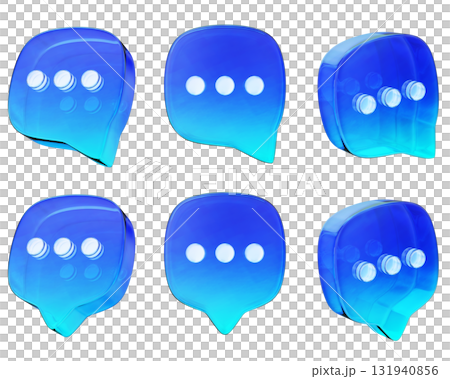 Blue Gradient three dots chat bubble Icon set 3D graphic 131940856