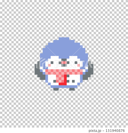 A pixelated picture of an owl with a red scarf cheering 131940876