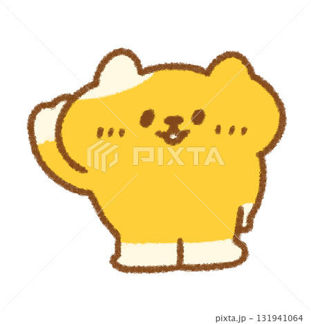右手を上げてはーいとするゆるかわいいねこのイラスト 右手を上げてはーいとするゆるかわいいねこのイラスト 131941064