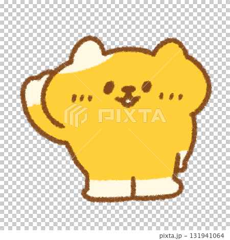 右手を上げてはーいとするゆるかわいいねこのイラスト 右手を上げてはーいとするゆるかわいいねこのイラスト 131941064