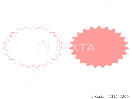 ピンクのセール・キャンペーンで使える星型・爆発型のフレームセット 131941209