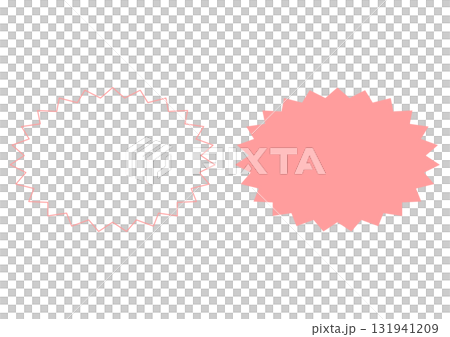 ピンクのセール・キャンペーンで使える星型・爆発型のフレームセット 131941209