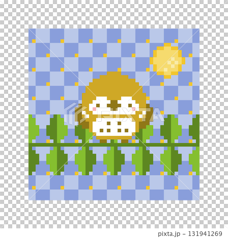 夜空與貓頭鷹像素藝術 131941269