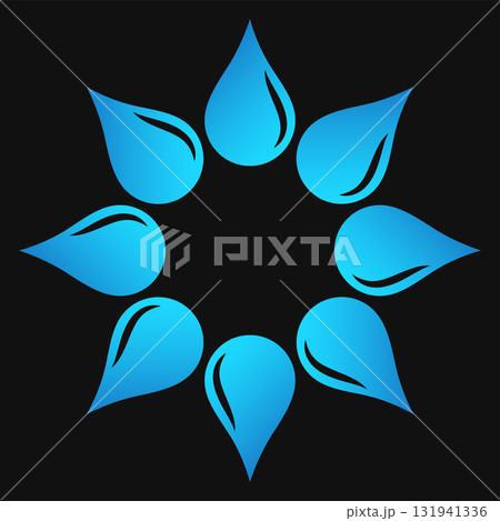 Blue water drops around isolated design 131941336