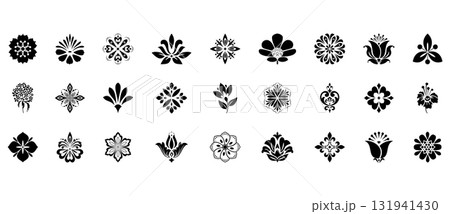 Flower icons set. Isolated elements for design. Vector graphics. 131941430