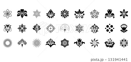 Flower icons set. Isolated elements for design. Vector graphics. Flower icons set. Isolated elements for design. Vector graphics. 131941441