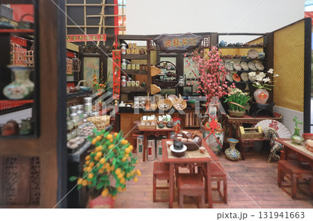 Oct 4 2025 Miniature Traditional Chinese Tea Shop Display With Ceramics, Oct 4 2025 Miniature Traditional Chinese Tea Shop Display With Ceramics, 131941663