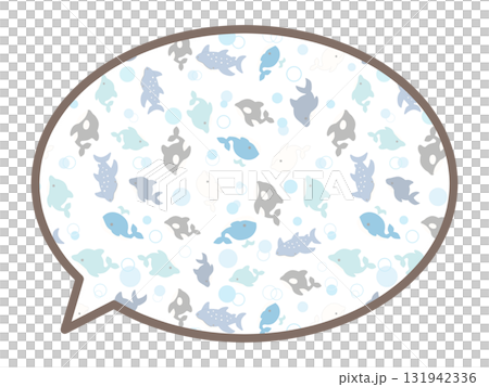 海の生き物の丸いフキダシ 131942336