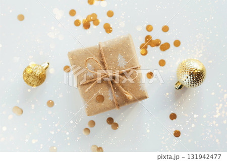 Christmas gift box on white background 131942477