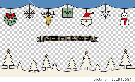 Flat and simple Christmas background.Minimalist Christmas frame. Flat and simple Christmas background.Minimalist Christmas frame. 131942584