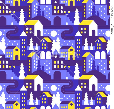 Merry Christmas Seamless Pattern Illustration with Holiday Decoration Elements and Festive Ornaments Merry Christmas Seamless Pattern Illustration with Holiday Decoration Elements and Festive Ornaments 131942669