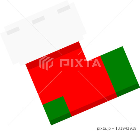 クリスマスプレゼントを入れるシンプルな赤い靴下 クリスマスプレゼントを入れるシンプルな赤い靴下 131942919