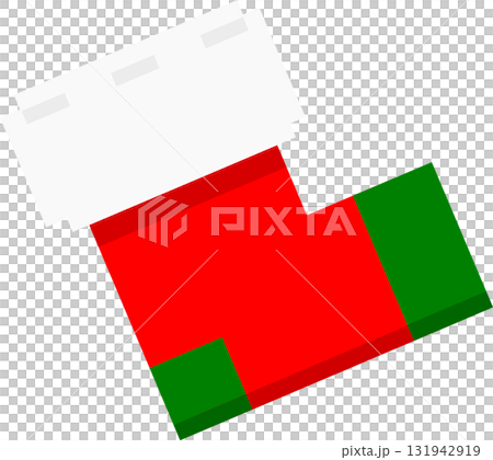 クリスマスプレゼントを入れるシンプルな赤い靴下 クリスマスプレゼントを入れるシンプルな赤い靴下 131942919