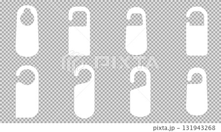 Door hanger do not disturb template. Hotel tag silhouette, set sign, blank. Die empty label hanger on door hotel room. Cardboard signs isolated on white background Door hanger do not disturb template. Hotel tag silhouette, set sign, blank. Die empty label hanger on door hotel room. Cardboard signs isolated on white background 131943268