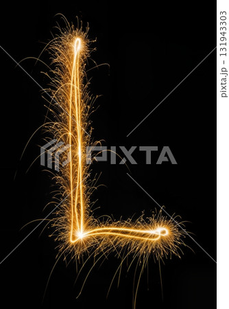 Golden Sparkler Light Painting typeface Typography the character L 131943303