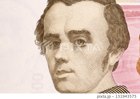 Taras Shevchenko a closeup portrait from Ukrainian money Taras Shevchenko a closeup portrait from Ukrainian money 131943575