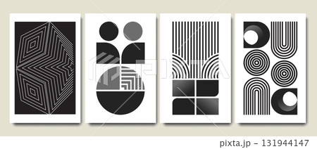 Modern Bauhaus posters and black geometric cover 131944147