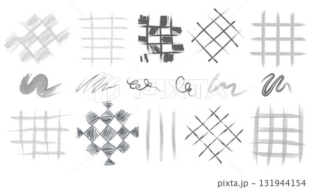 Crayon brush strokes with grid patterns 131944154