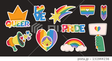 Colorful pride month sticker set 131944156