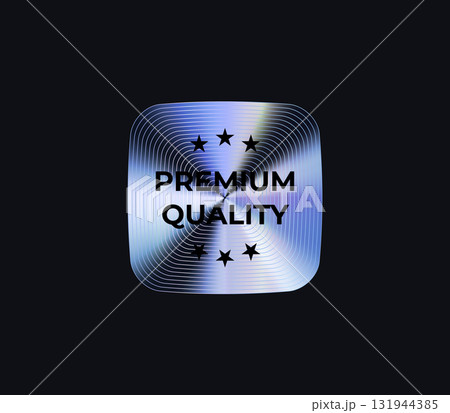 Premium Quality Badge Sticker Limited Edition Label In Holograph Gradient Style. Glossy Metallic Icon Logo Seal For Branding, Promo, Ecommerce UI, Shop Product Advertising. Vector Illustration 131944385