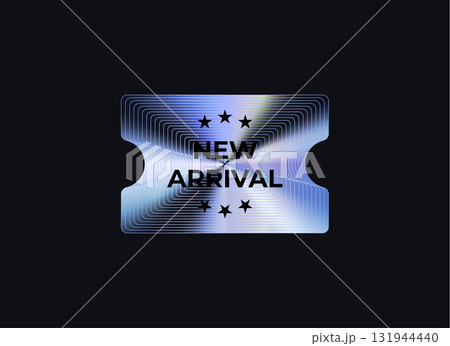 New Arrival Badge Sticker Limited Edition Label In Holograph Gradient Style. Glossy Metallic Icon Logo Seal For Branding, Promo, Ecommerce UI, Shop Product Advertising. Vector Illustration New Arrival Badge Sticker Limited Edition Label In Holograph Gradient Style. Glossy Metallic Icon Logo Seal For Branding, Promo, Ecommerce UI, Shop Product Advertising. Vector Illustration 131944440