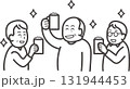 おじさんの飲み会のイラスト　線画のみ　ゆるいイラスト 131944453