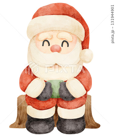 Watercolor Illustration of Santa Claus Sitting Watercolor Illustration of Santa Claus Sitting 131944901