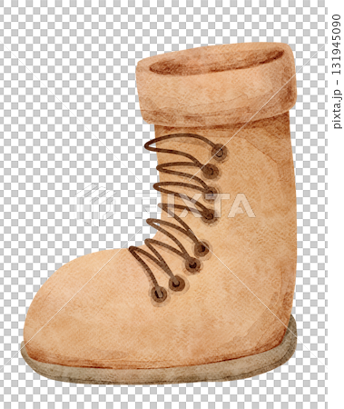 Watercolor Illustration of Tan Hiking Boot Watercolor Illustration of Tan Hiking Boot 131945090